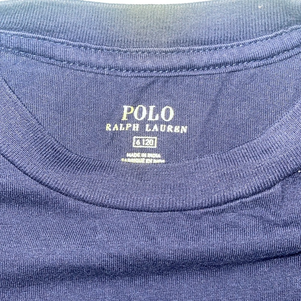 Polo by Ralph Lauren Kids Navy Tee with Bright Orange Emblem - Picture 2 of 3